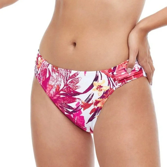 Gottex Tutti Frutti Pink V-Neck Tankini Ruched bikini Bottoms 2 Piece Swimsuit - Picture 6 of 16